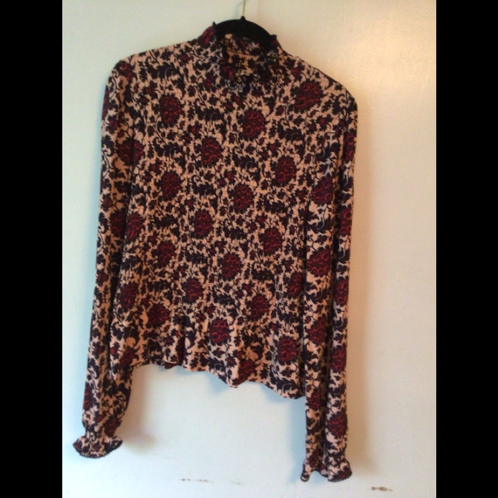 Sandro Paris smocked blouse with elastic stretch